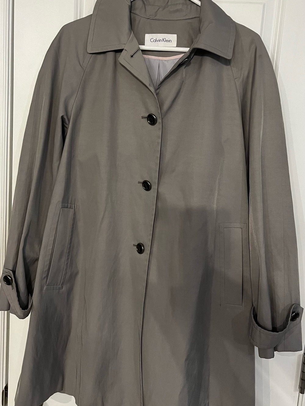 Calvin Klein Women's Charcoal Gray Single-Breasted Trench Coat